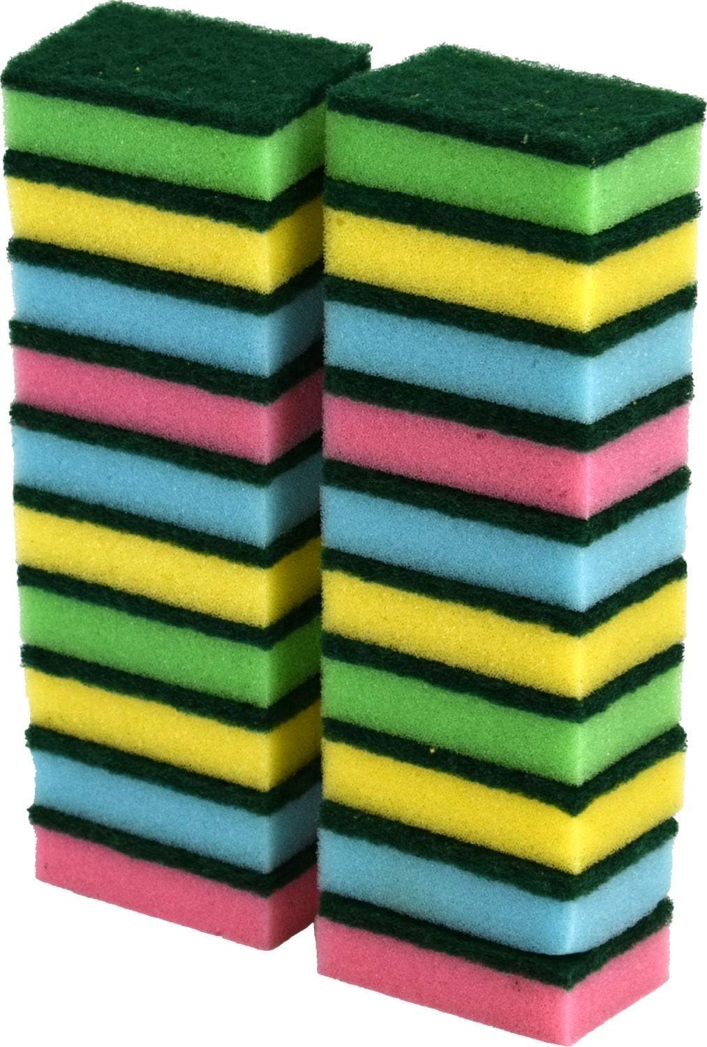 Sterling Ventures Green Small Cleaning Absorbant Coloured Foam Sponge Scourers 20Pk