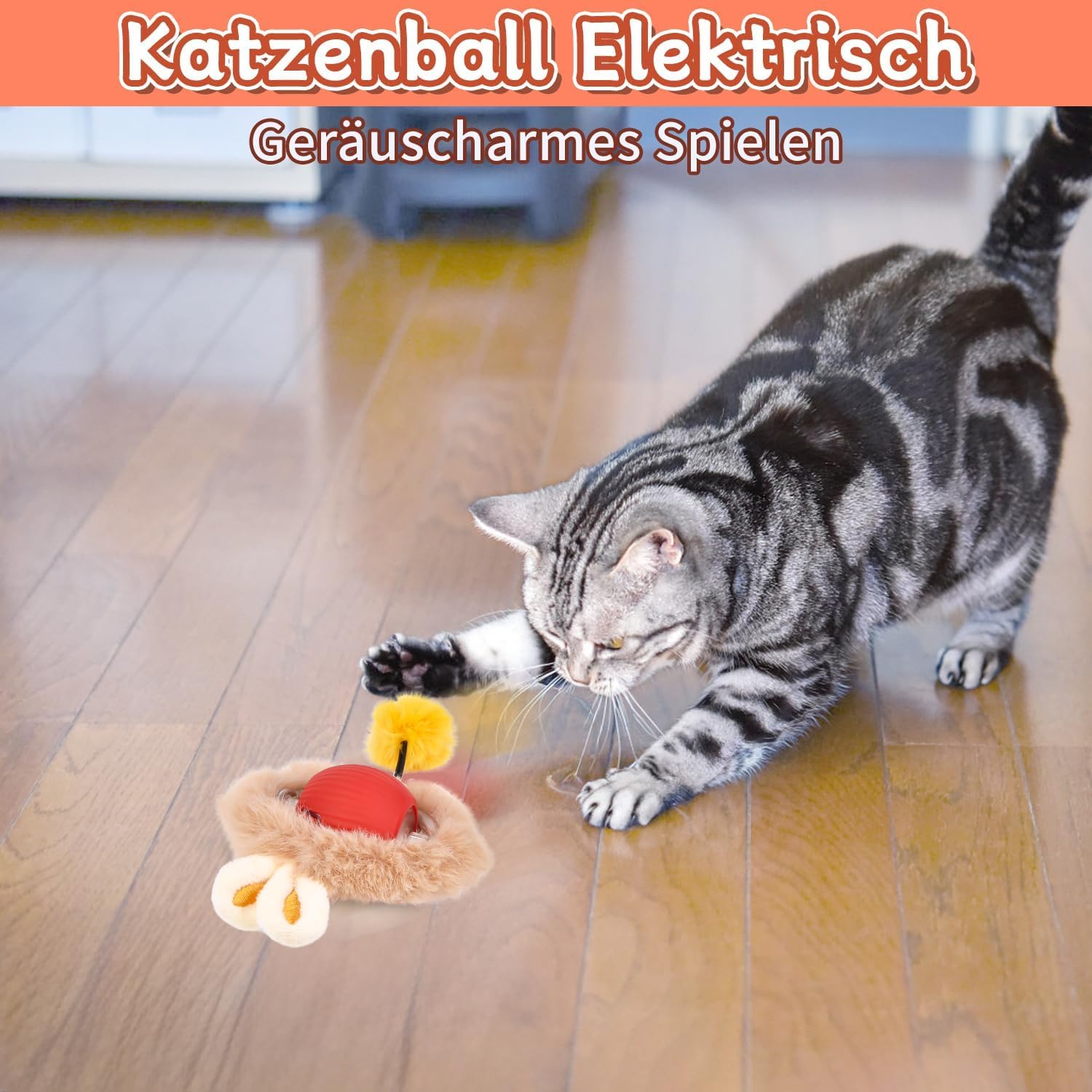 DAWRIS Elektryczna piłka dla kota, zabawka dla kota, do samodzielnego zajęcia, interaktywna zabawka dla kotów, 3 tryby pracy, inteligentna piłka dla kotów, 360° Rolling Smart Ball z 1 pluszową