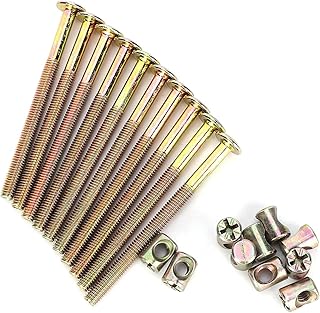 M6 x 100mm Bunk Bed Bolts, 10 Pack Bunk Bed Hardware Replacement Kit, Hex Socket Bed Bolts for Wooden Bed, Carbon Steel Headboard Screws for Bed Frame, Chair Spare Connector Parts