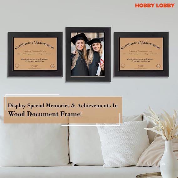 Hobby Lobby Certificate of Achievement Black Wood Frame, 11.5 H x 14 W