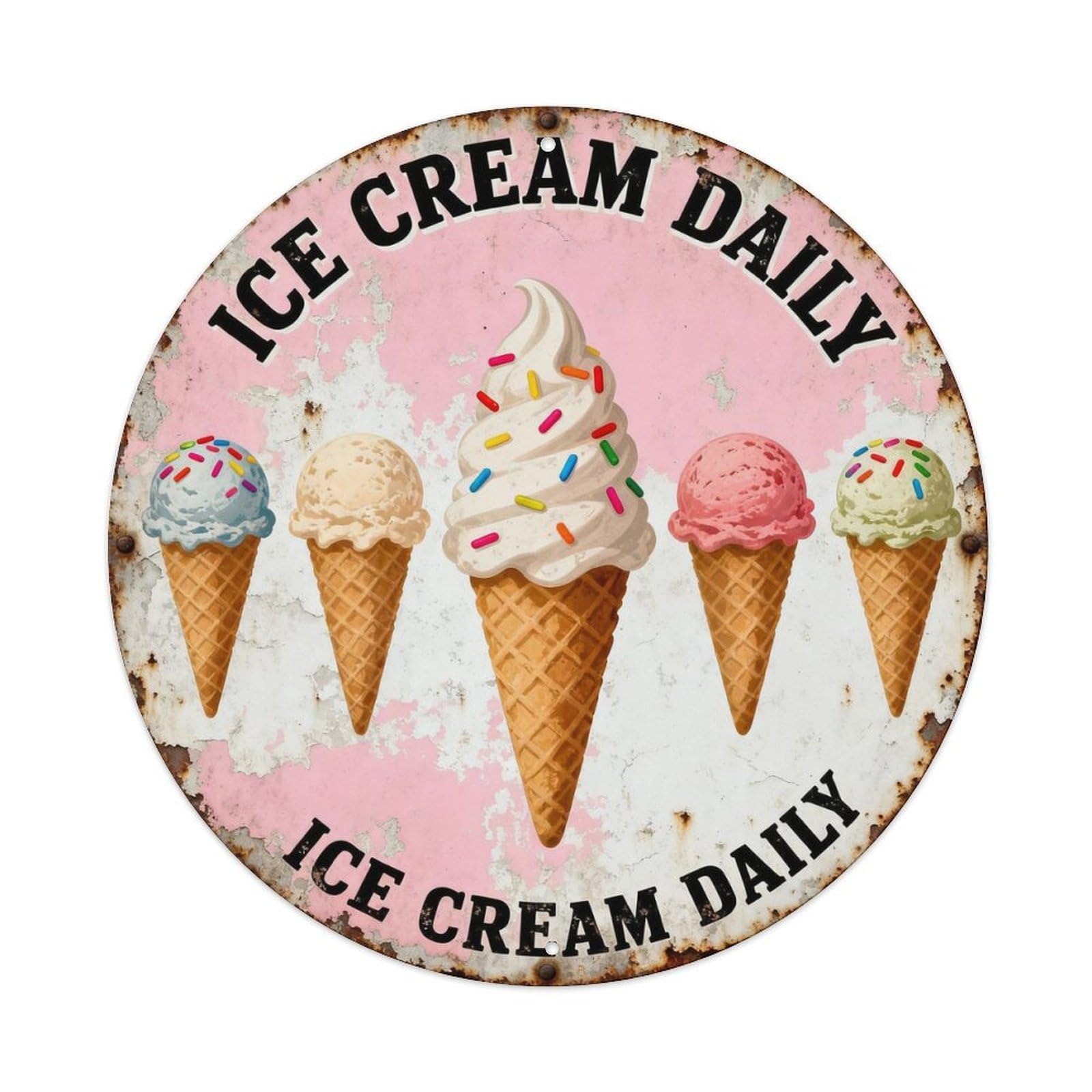 ICE CREAM DAILY Metal Tin Sign Plaque