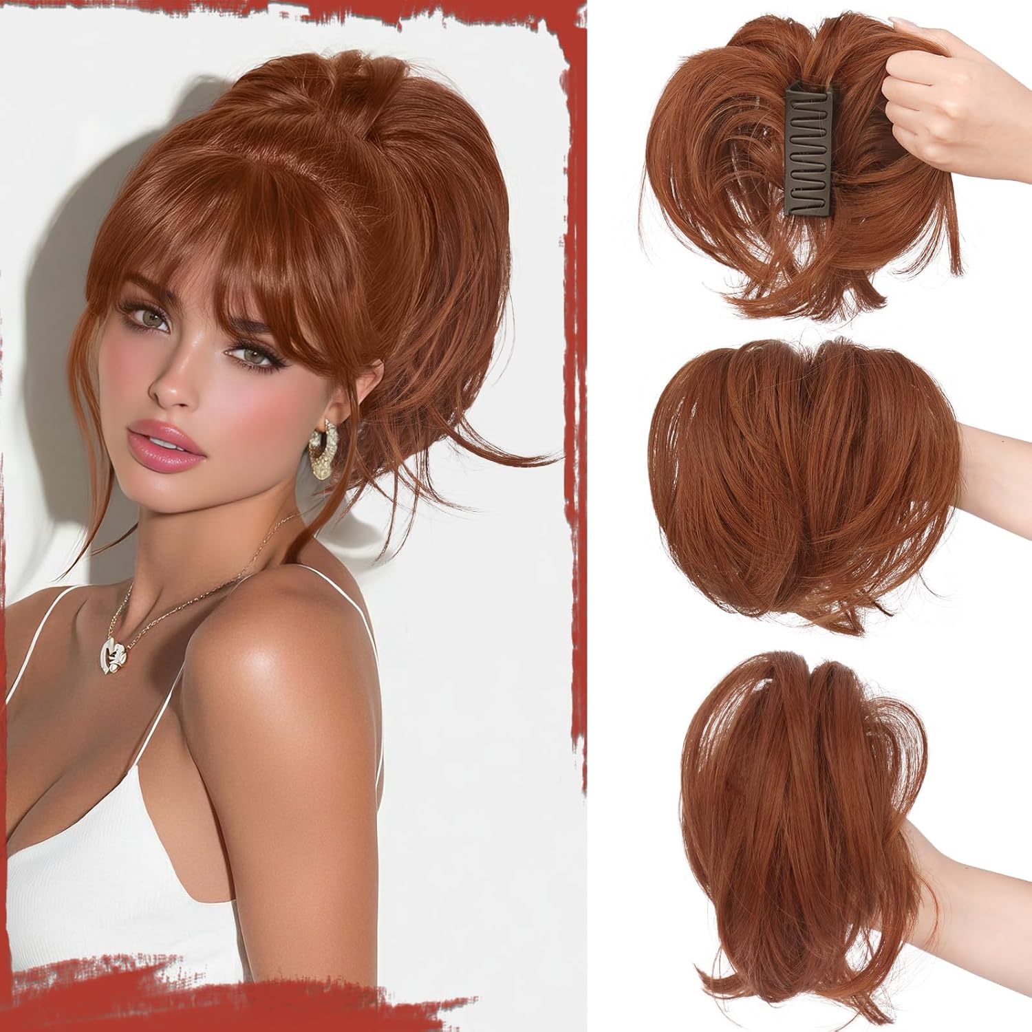 SOFEIYAN Claw Clip Ponytail Extension - Fluffy Fake Hair