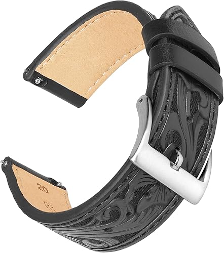 Deeplus Correas de reloj de cuero de 0.78 pulgadas, correas de cuero con relieve retro occidental compatibles con Samsung Galaxy Watch 654