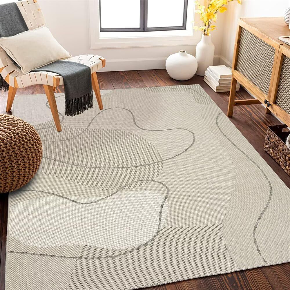 Tapis design à rayures minimaliste gris moderne 120x180cm