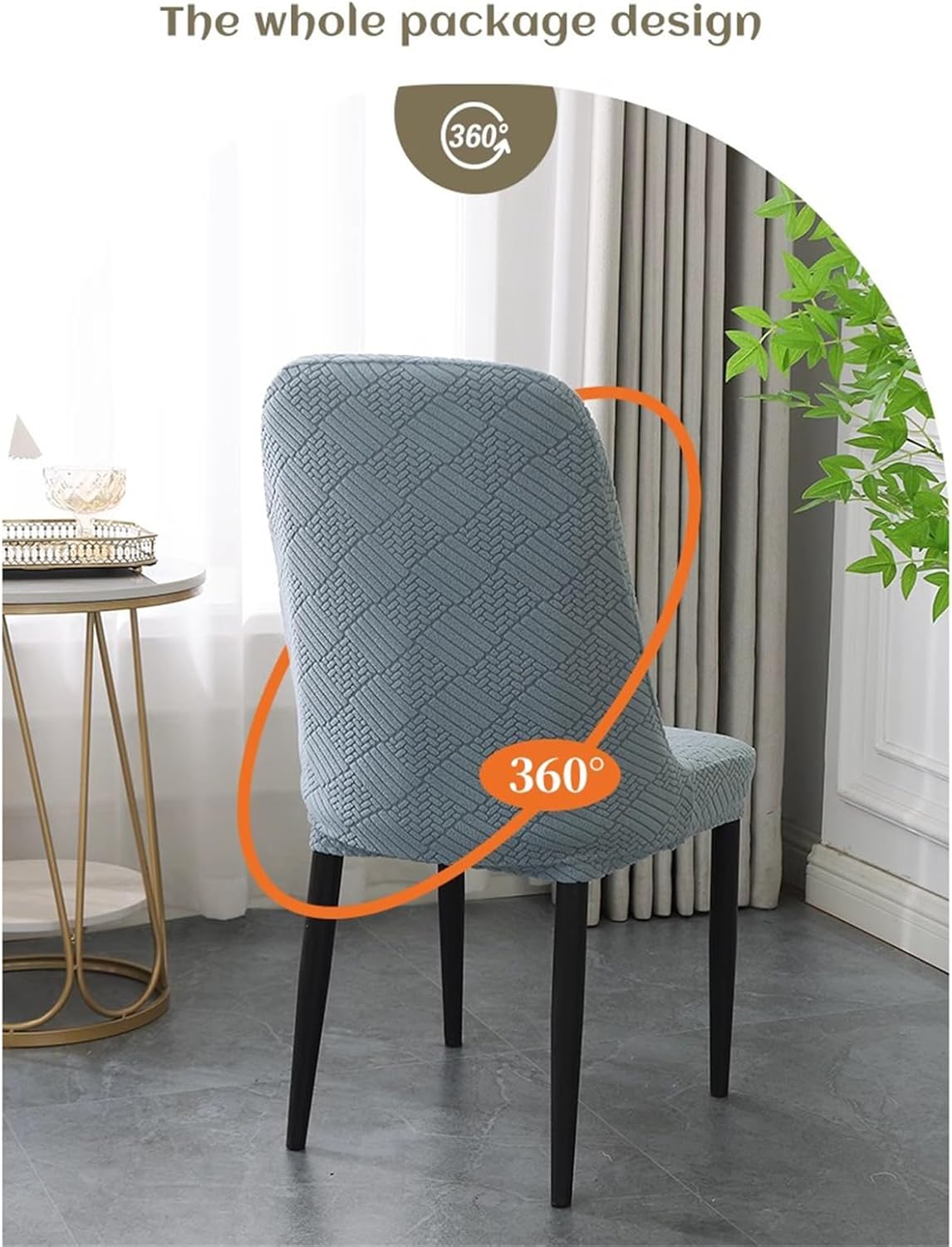 Home Curved Stretch Chair Covers Dining Chair Cover Kitchen Chair Slipcovers Protector Soft Stretch Modern Accent Chair Slipcover for Living Room and Bedroom,Light Blue,4pcs
