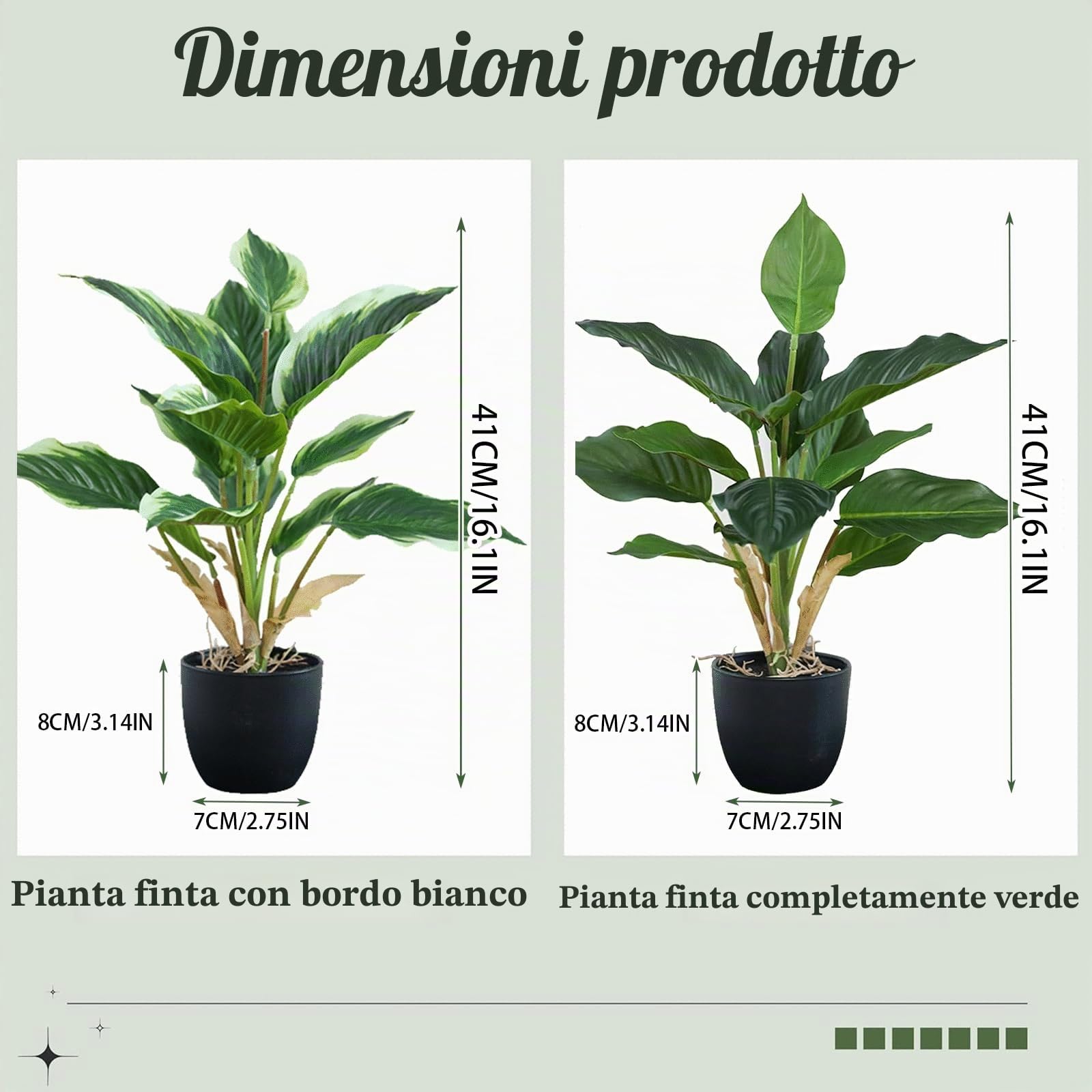 2 Pezzo Piante Artificiali per Casa Colonica, Piante Artificiali in Vaso, per Davanzali di Finestre, Locali Commerciali, Soggiorni, Decorazioni per il Bagno