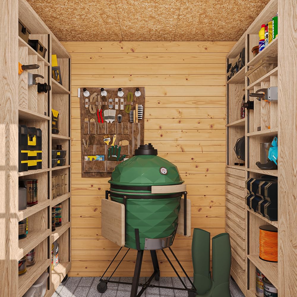 TIMBELA M309C+M309G Casetta da Giardino in Legno per Esterni CON PAVIMENTO TRATTATO - A200x204x204 cm/3.53 m2 - Piccola Casetta in Legno, Rimessa Attrezzi, Deposito Bici