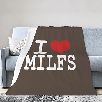I Love Milfs Throw Blanket - Soft Plush Fleece Blanket for Couch, Bed, Sofa - Home Decor Cozy Blankets Gifts for Women Men, Brown, 30x40 Inches