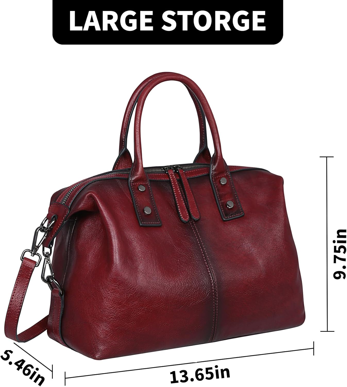 Iswee Genuine Leather Satchel Tote Bag Top Handle Handbag Designer Shoulder Bag Large Capacity Cross Body Bag - Image 3