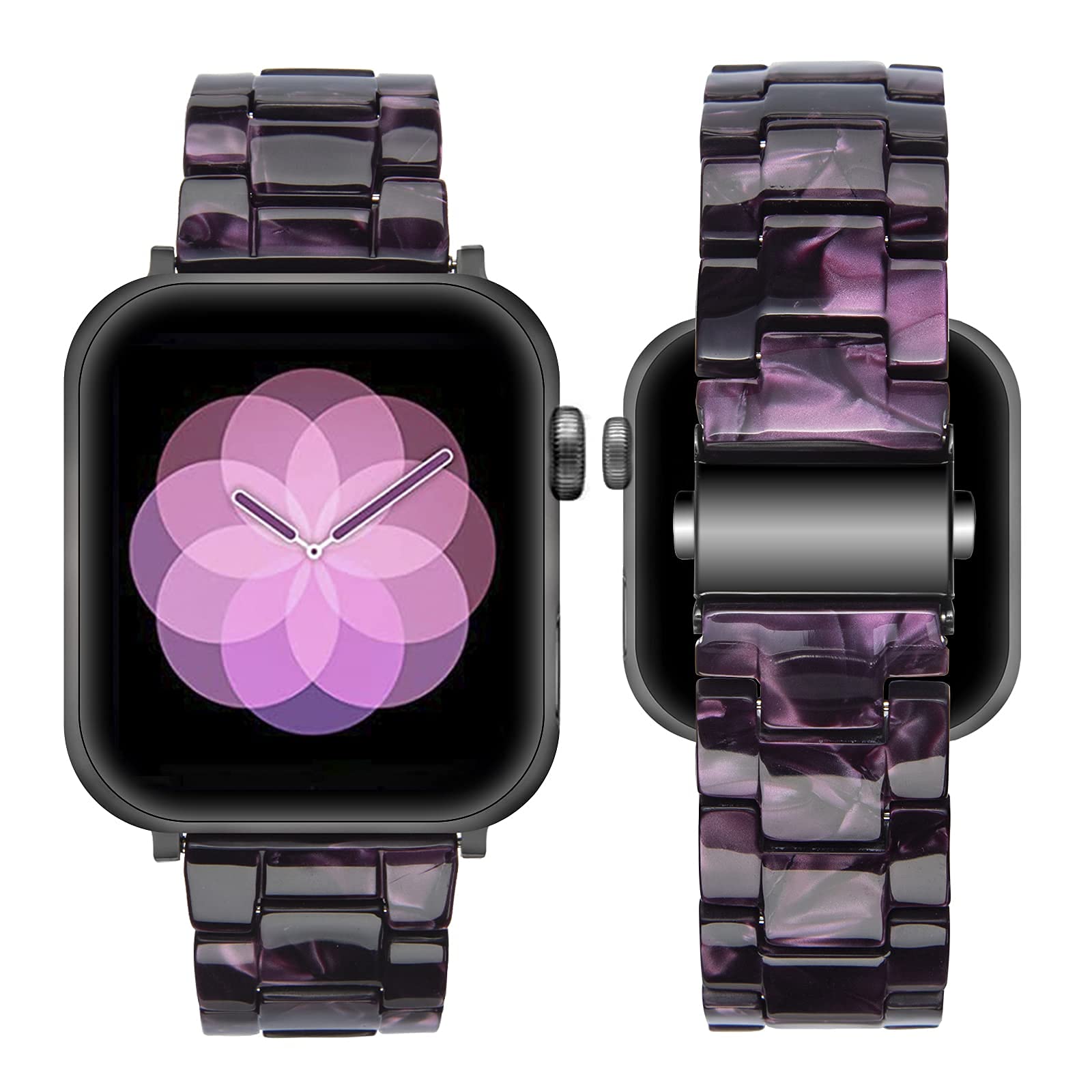 SEURE Compatible con correa Apple Watch 38 mm 40 mm 41 mm 42 mm 44 mm 45 mm, mujeres hombres Watch Pulsera colorida de resina de repuesto con hebilla de acero inoxidable para Serie SE/8/7/6/5/4/3/2/1 — view 7
