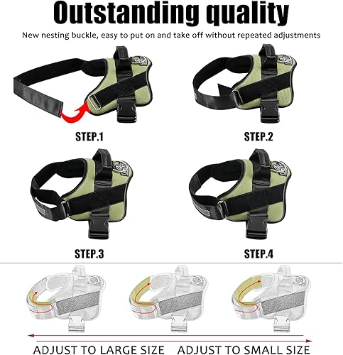 Miniatura 92 de Bolux - Arnés para perro, reflejante y transpirable, ajustable, con asa, para sacarlo a pasear, no más tirones ni asfixia (amarillo militar, talla L)