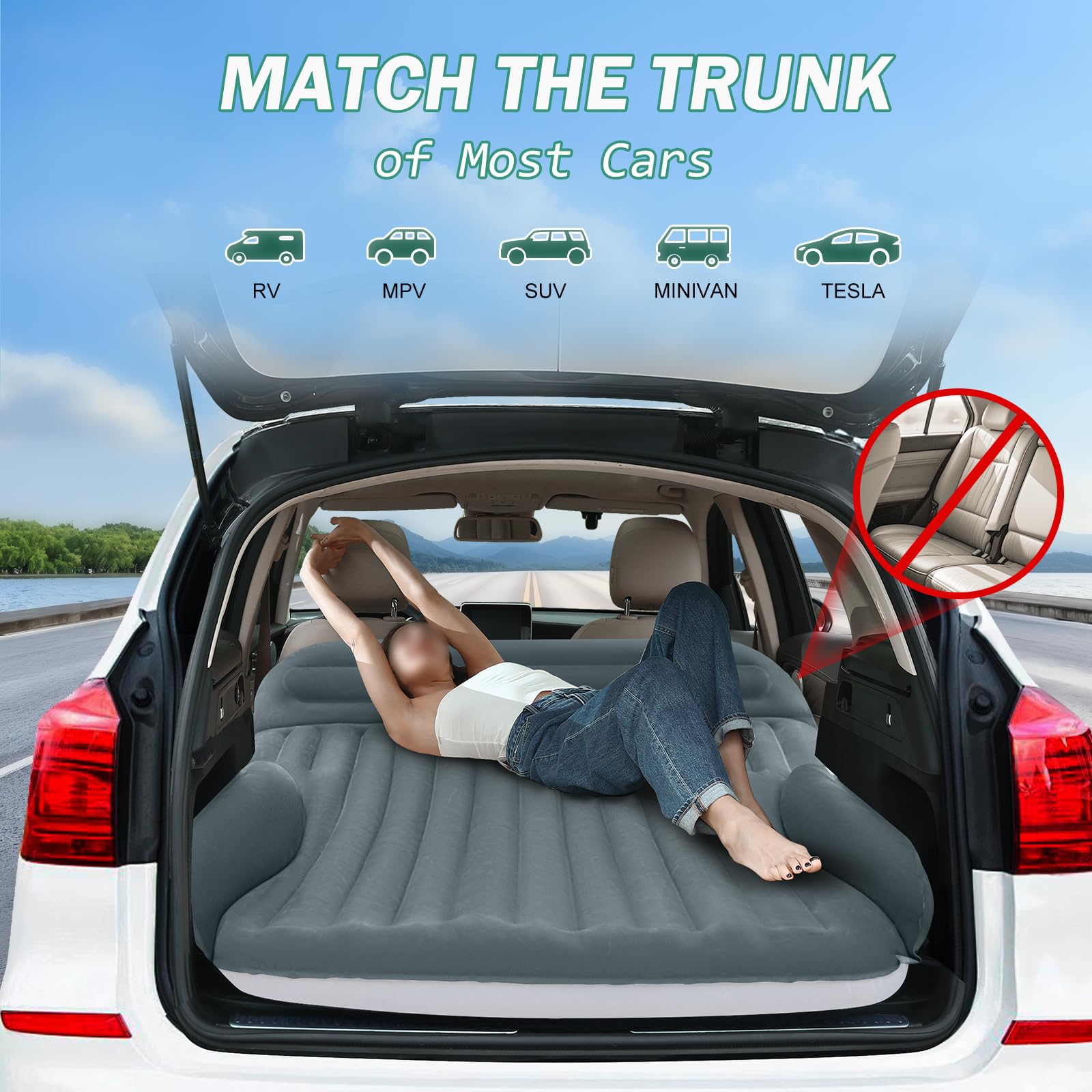 Materasso Gonfiabile Auto, per Volvo EX30/EX30 Cross Country | Letto Auto Portatile, Materassino Campeggio per Bagagliaio Antiforatura, Materasso da Viaggio Pieghevole