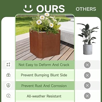 Corten Steel Planter Box-26x26x26-Large Square Planter Matel -Outdoor Indoor- Heavy Duty Rustic Tall Planter Box Commercial Residential for Porch Patio Deck Home Backyard