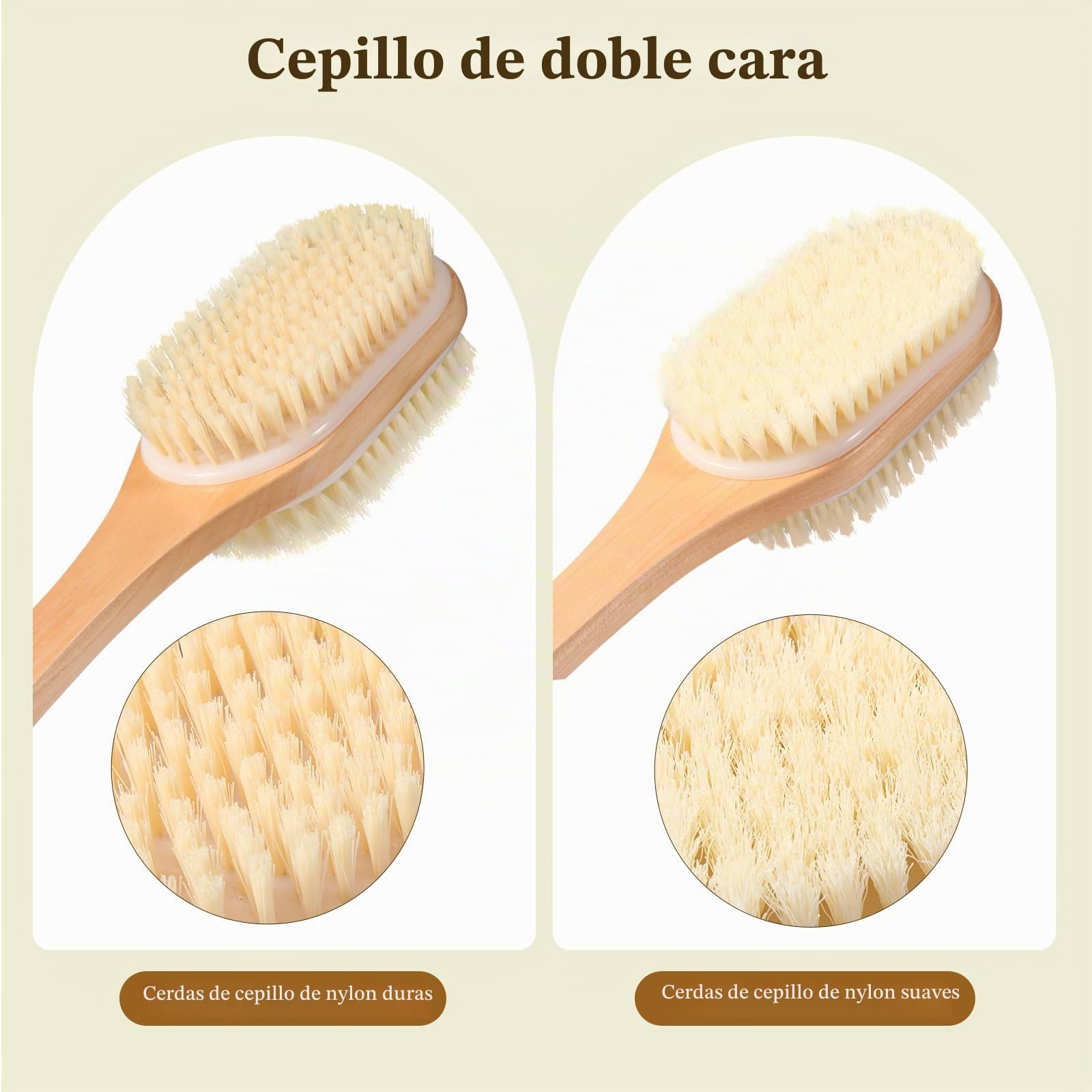 Blendura Cepillo Espalda Ducha, 43 cm Cepillo Exfoliante Corporal Cepillo Ducha Doble Cara con Cerdas Rígidas y Suaves con Mango Largo