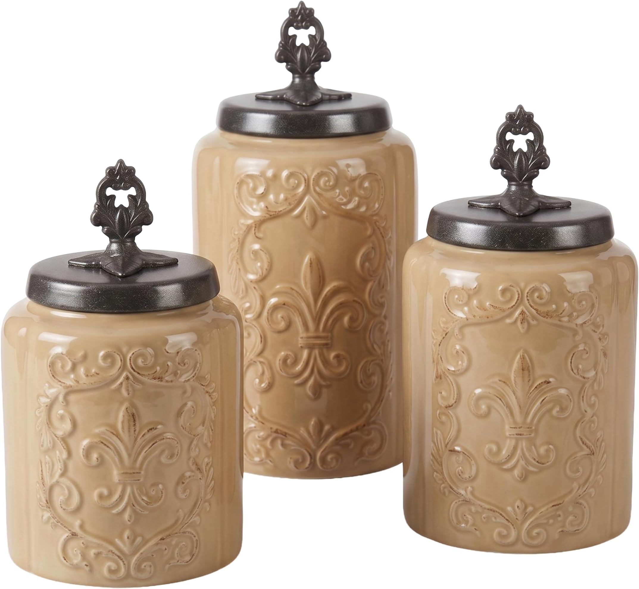 American Atelier Canisters, Cream Antique, Set of 3