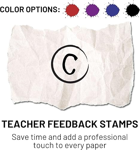 Miniatura 4 de Sellos autoentintados para profesores para calificación, sellos motivacionales de comentarios de letras multicolores, sellos para tareas, sello de