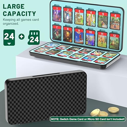 Miniatura 2 de CYKOARMOR Switch Game Case with 24 Game Holder Compatible with Nintendo Switch&Switch OLED Game Card, Compact Switch Cartridge Case Plain Black
