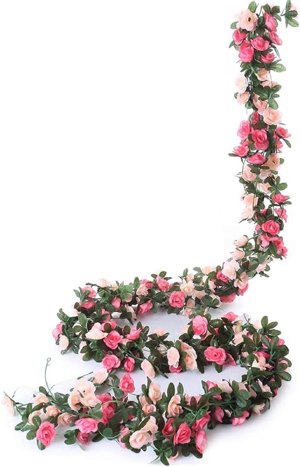 Miracliy 5 Pack 41 FT Fake Rose Vine Flowers Plants Artificial Flower Hanging Rose Ivy for Home Hotel Office Wedding Party Garden Craft Art Wall Décor (Pink) : Home & Kitchen