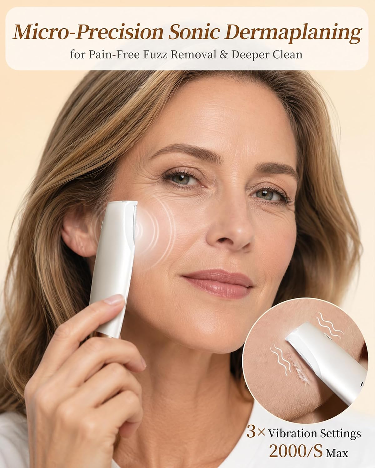 Sonic Dermaplane Razor for Women Face, Dermaplaning Tool for Smooth Skin