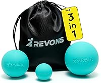 REVONS 3-in-1 Massage Ball Set - Lacrosse Balls for Myofascial Release, Back Pain Relief, Trigger Points, Deep Tissue Massage & Muscle Recovery