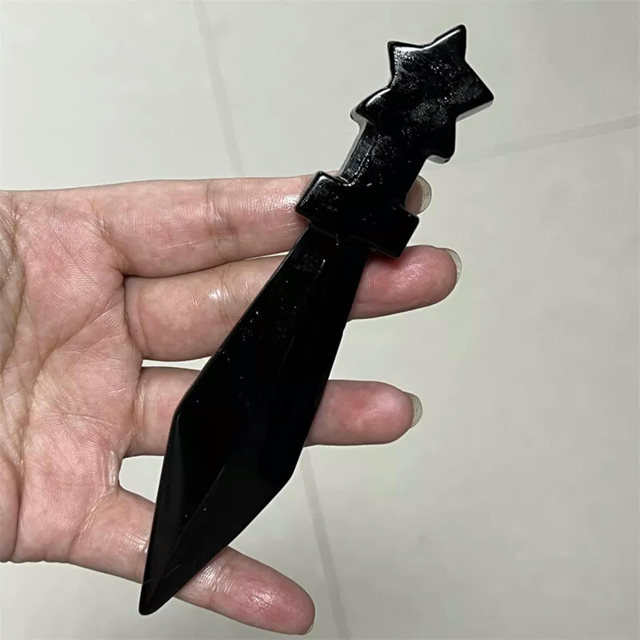 Dague en Obsidienne Naturelle de 5 Pouces et Plus, crâne sculpté, Cristal de Quartz, gemme, 1 pièce