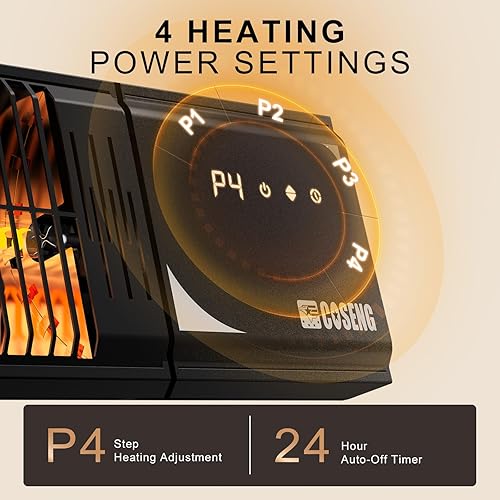 Miniatura 3 de Calentadores de exterior para patio de 1500 W, calentamiento rápido 3S, impermeable IP65, 4 niveles de calor, temporizador de 24 horas y función