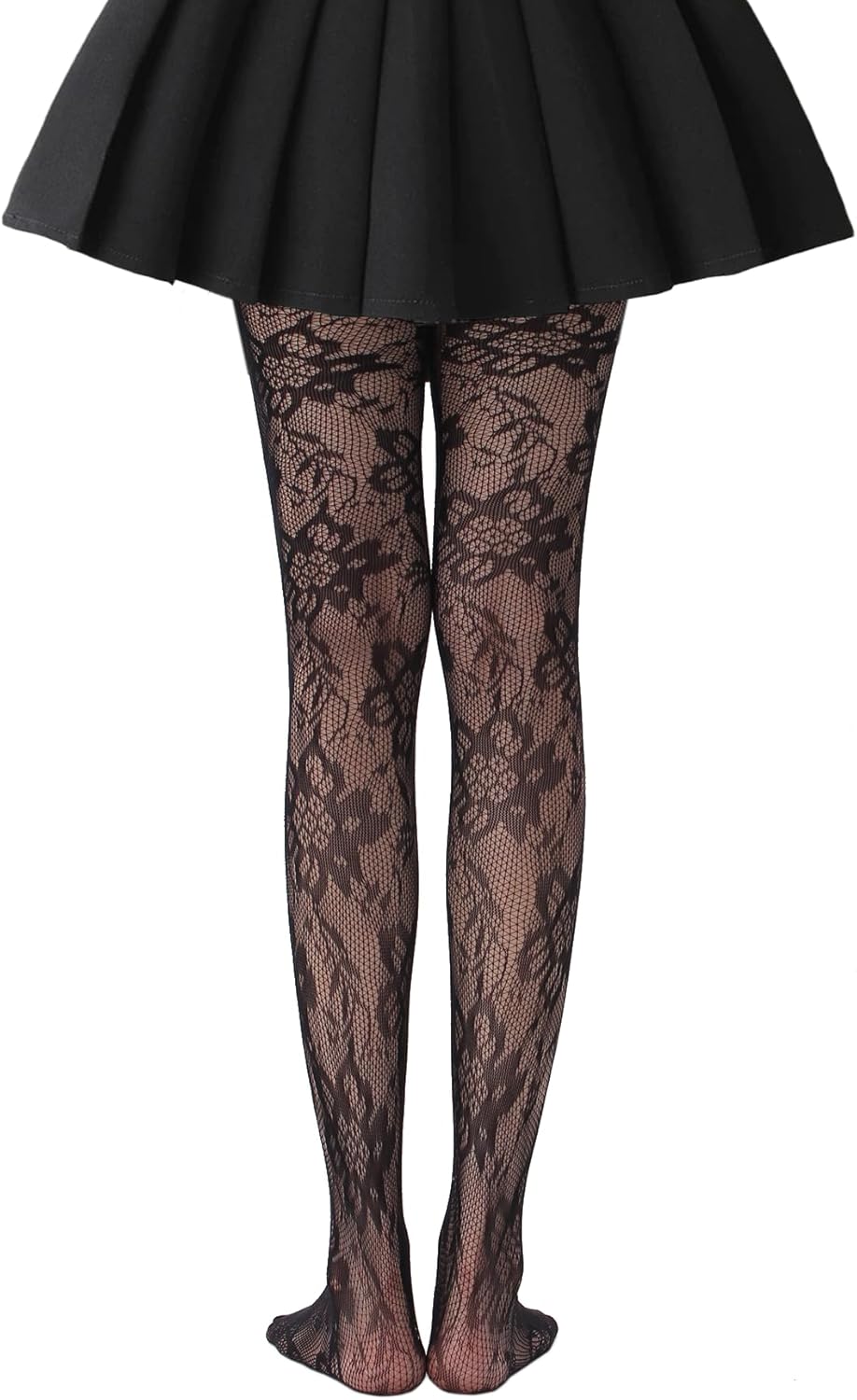 Women's High Waist Patterned Tights Sexy Fishnet Stockings Lace Goth Tights Floral Pantyhose For Halloween - Image 4
