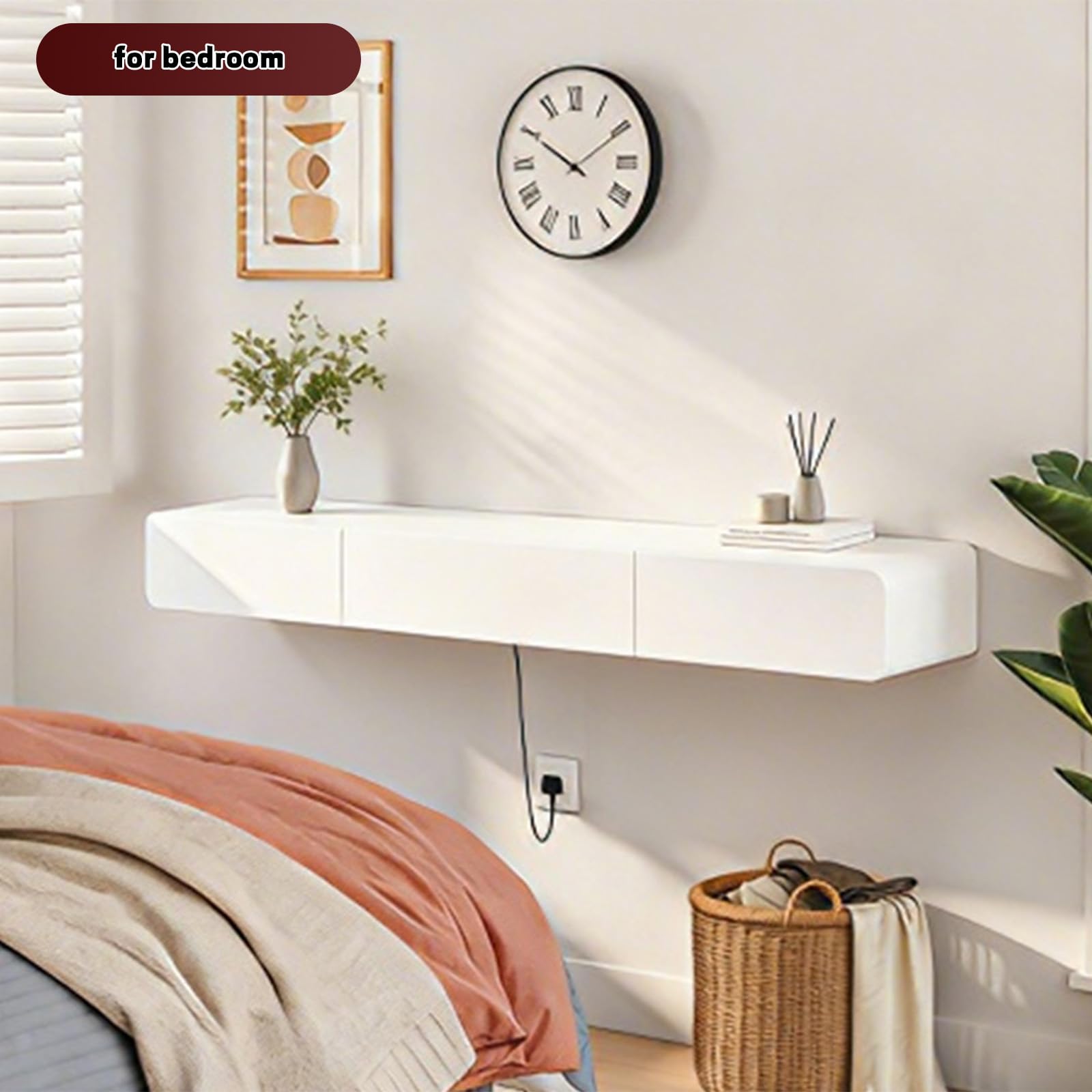 Mueble TV Colgante de Madera Maciza 140 cm con 2 Cajones | muebles tv colgante Parete Consolle Multimediale per Sala de estar, dormitorio