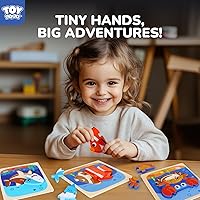 Vista 7 de TOY Life Rompecabezas de madera para niños pequeños de 2 a 4 años, rompecabezas de animales marinos para niños pequeños de 1 a 3, rompecabezas
