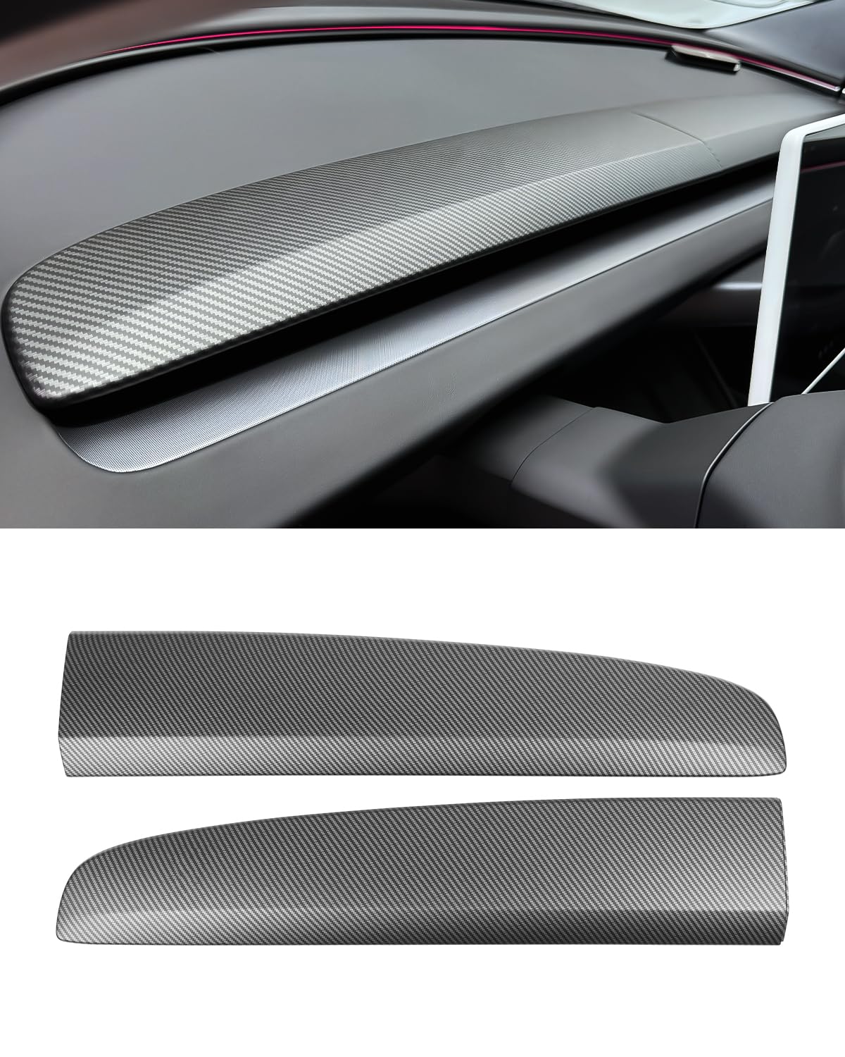 Photo 1 of 2pcs Model Y Juniper/ Model 3 Highland Dashboard Cover (matte carbon fiber)