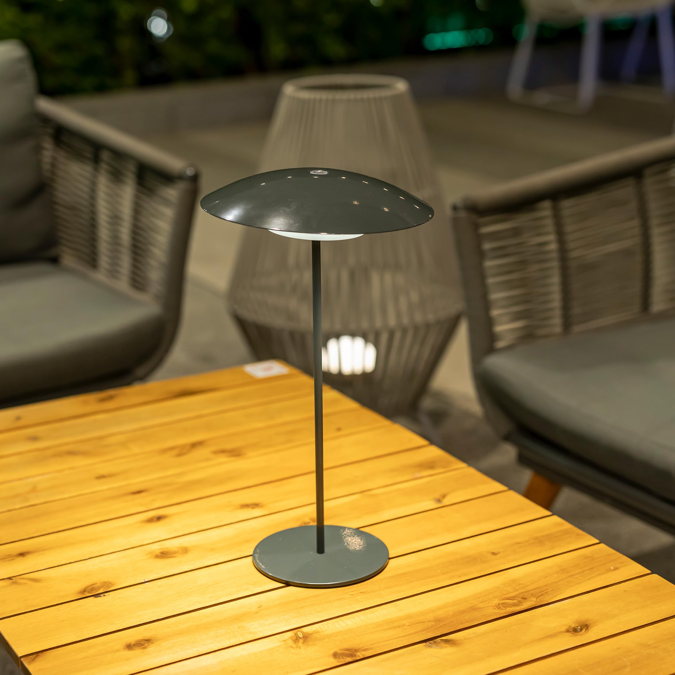 newgarden - Lámpara de Mesa Portátil SARDINIA. Luz LED Cálida 400 Lúmenes Sin Cables. Con Batería Recargable Hasta 20H de Uso (Antracita, 40 cm)