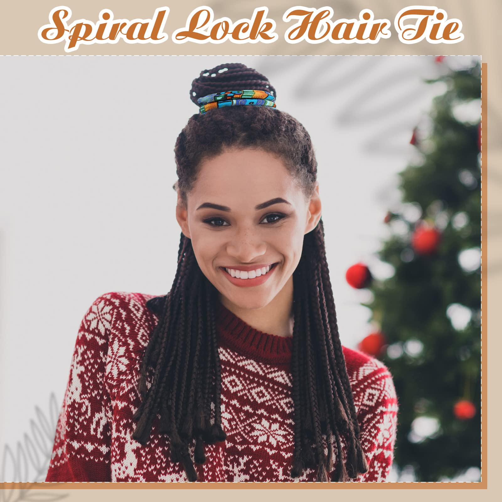 Haargummis mit Spiralverschluss, Dreadlock-Zubehör, Eisendraht, eingebetteter Pferdeschwanz-Halter, blau-braun, Wolken-Stil, Loc Haar-Accessoires, biegbar, lange Dreadlock-Bänder für Damen und Herren