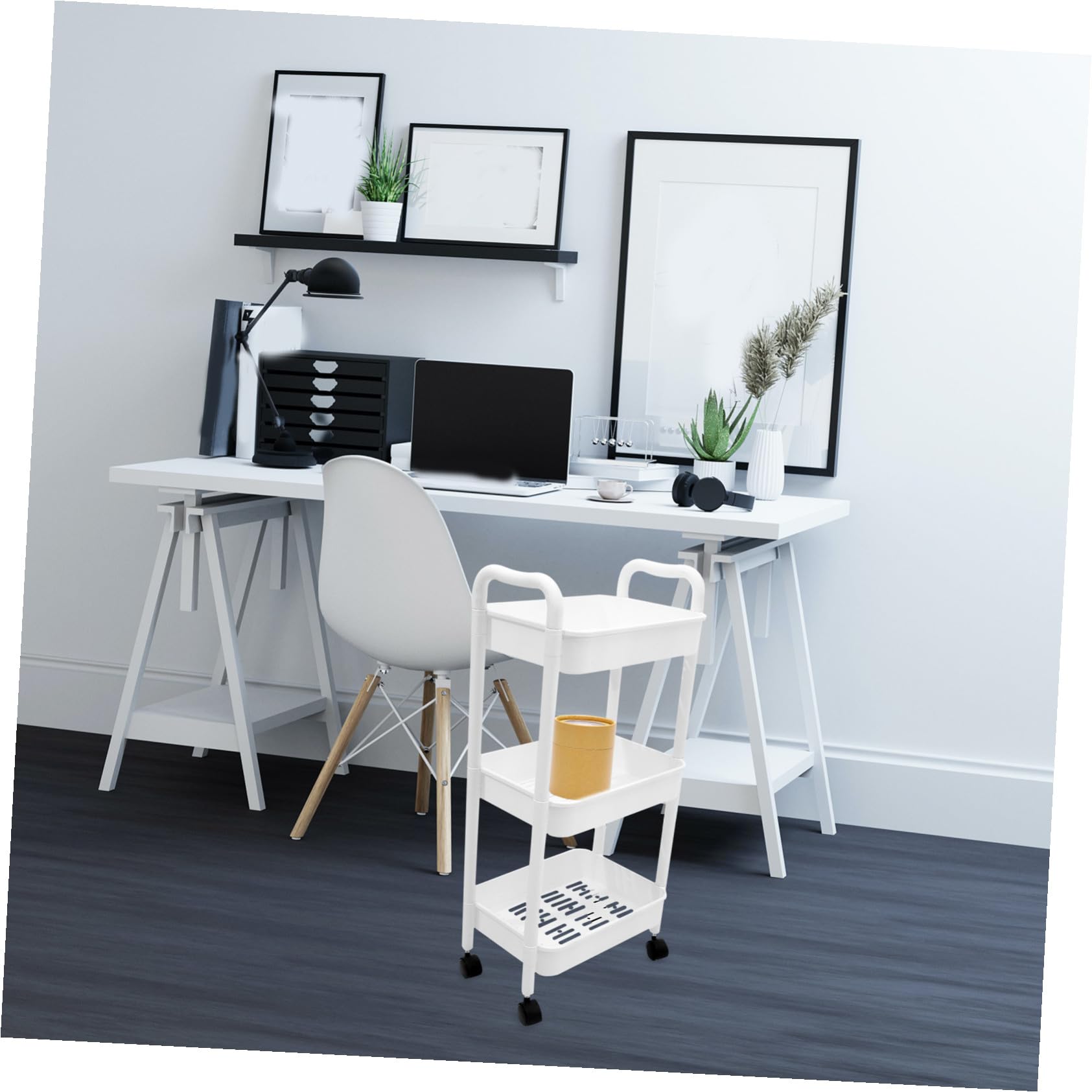Carrello Multiuso con Ruote in PP Resistente Scaffali Multipli per Cucina Ufficio Bagno Mobiletto Organizzatore Compatto e Versatile