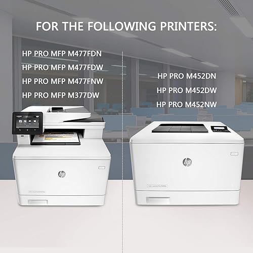 Miniatura 3 de Paquete de 5 (2BK/C/Y/M) 410A | CF411A CF412A CF413A CF410A Cartucho de tóner de repuesto para HP Color Laserjet Pro M7FP M477fdn M47fdw M477fnw