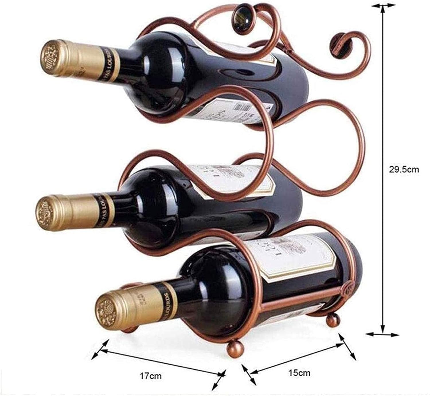 Wine Rack Wine Bottle Rack Free Standing 4 Bottles Wine Shelf Metal Bronze Wine Holder Cabinet for Bar Cabinet Pantry Kitchen Display Rack Beautiful Home