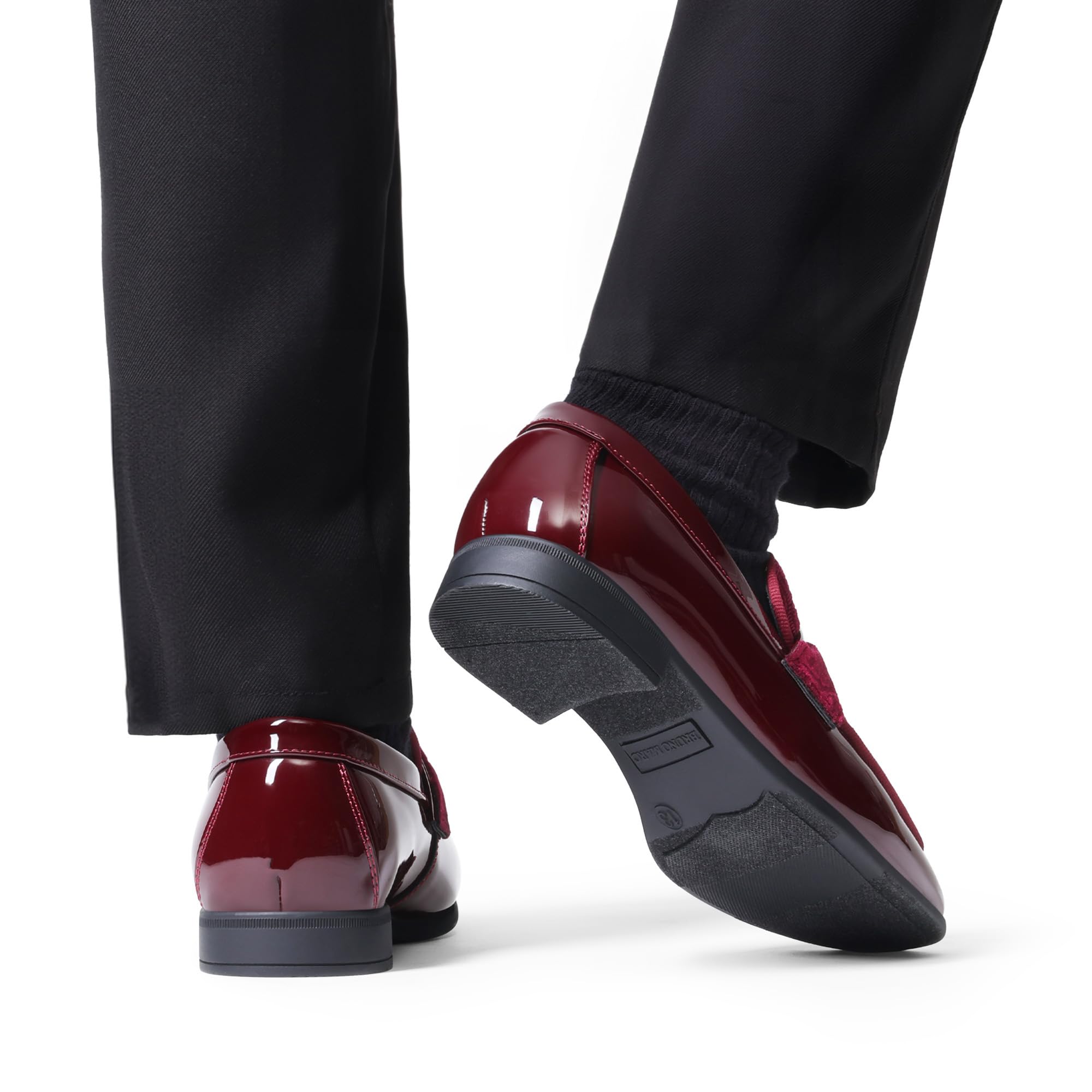 Bruno Marc Scarpe da bambino Mocassini Smoking | Slip-on classico in velluto verniciato, per matrimoni, lauree, chiesa, scuola, uso quotidiano