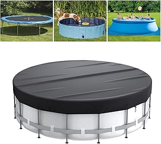 12Ft Round Pool Cover, Solar Covers for Above Ground Pools,Inground Pool Cover Protector with Steel Rope, Increase Stability Above-Ground Swimming Inground Pools, Made of Oxford Cloth