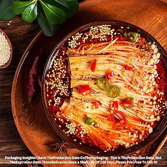 DAMAICHUHAI Spicy Enoki Mushroom Snack, 30g Per Pack, 6 Packs - Chinese Mushroom Crisps, Enoki Mushroom Snack, Hot & Savory, Ready to Eat, Vegan, Gluten-Free