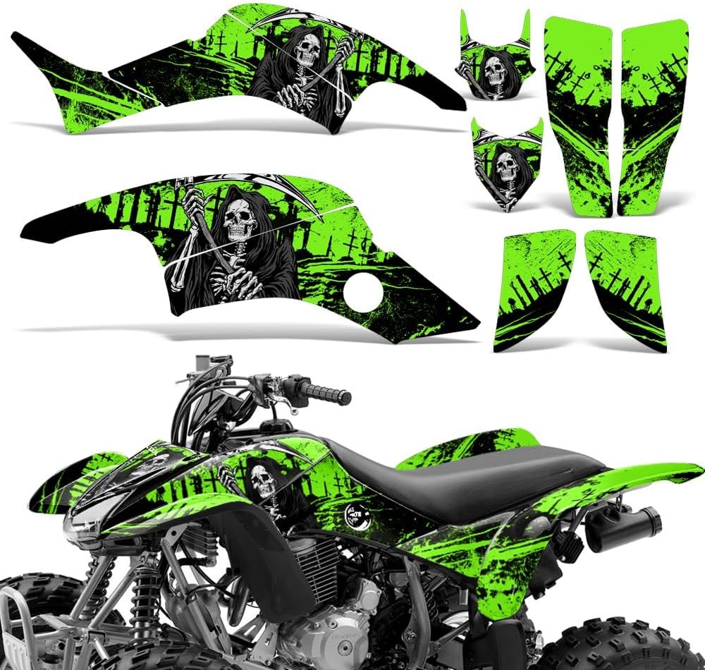 ATV Graphics Kit: Quad Stickers for Honda TRX 400EX (1999-2007), Featuring Reaper V2 Design in Green, Transform Your Ride with Protective ATV Stickers!
