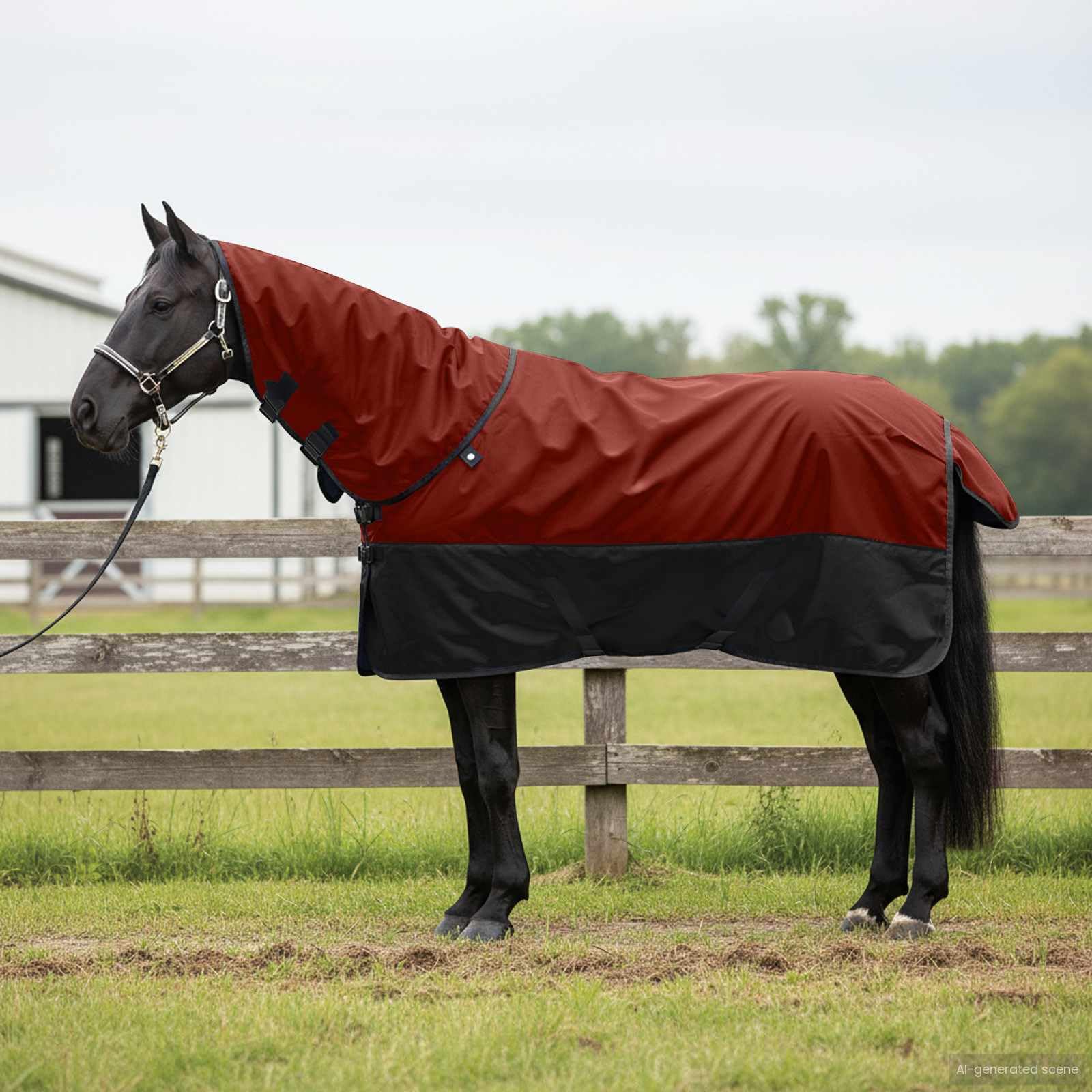 vidaXL Manta para Caballo Verde Oscuro y Negro 135 cm Poliéster, Manta Ecuestre Moderna, Cubierta de Invierno, Impermeable, Lavable, Caliente para tu Caballo