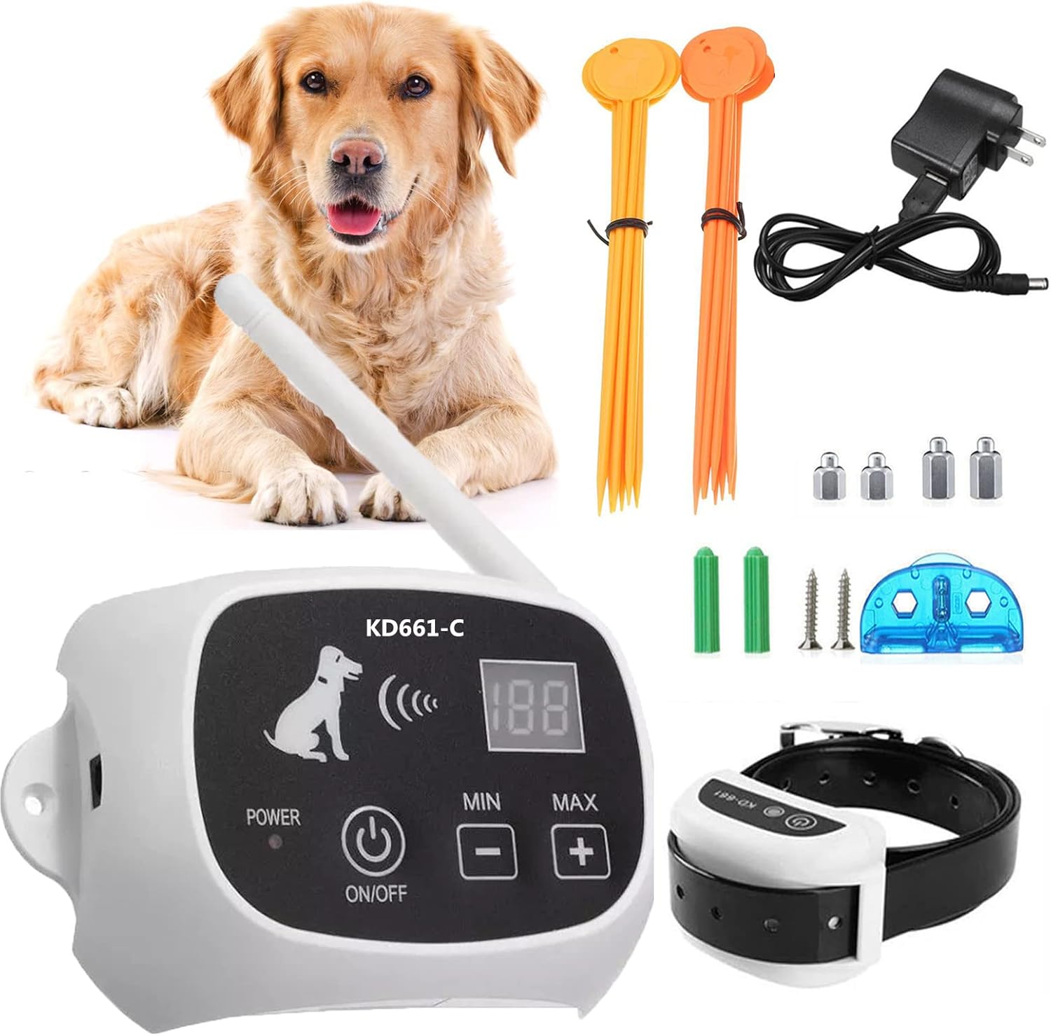 Dog Wireless Fence & Training Collar 2in1, Pet