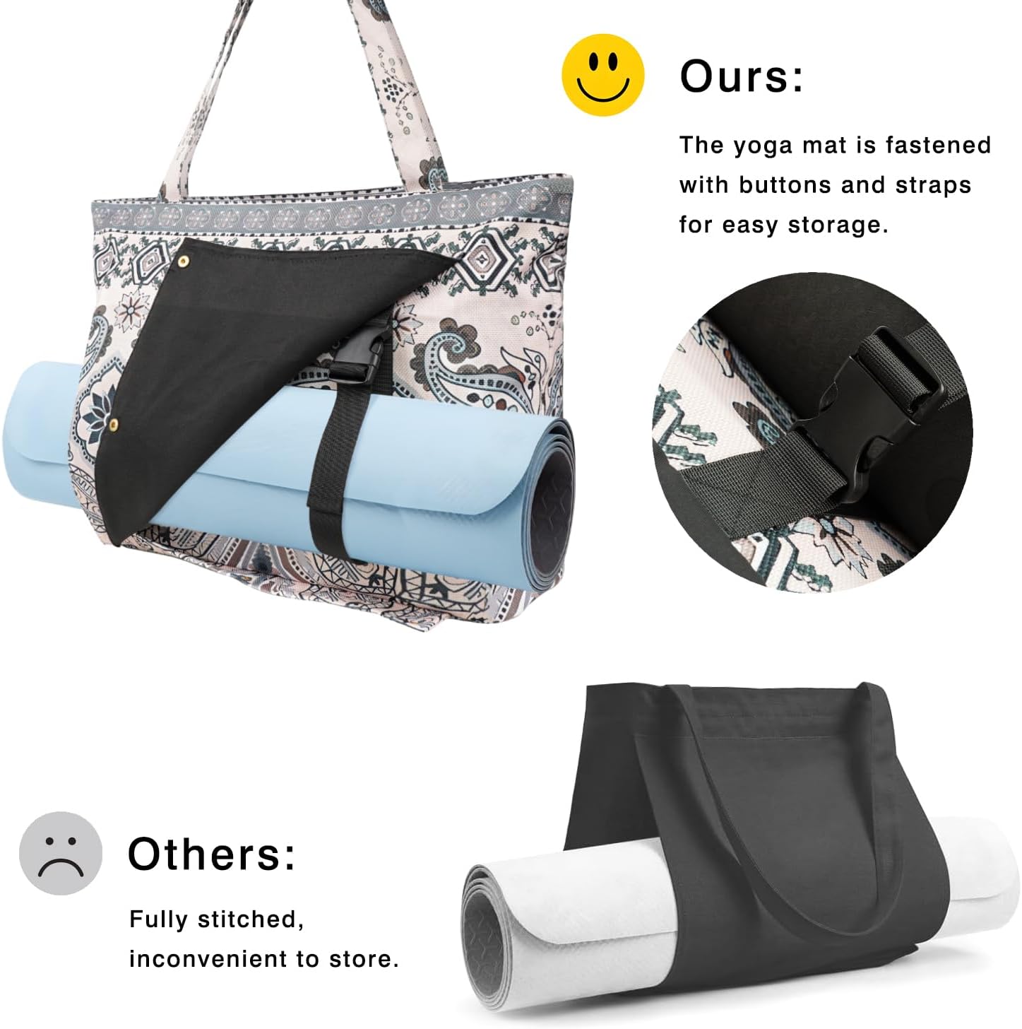 Yoga Mat Bag Yoga Bags and Carriers Fits All Your Stuff Yoga Tote Bag with Zipper Pocket Yoga Mat Carrier Pilates Bag Take in Out Mat Easily - Image 3
