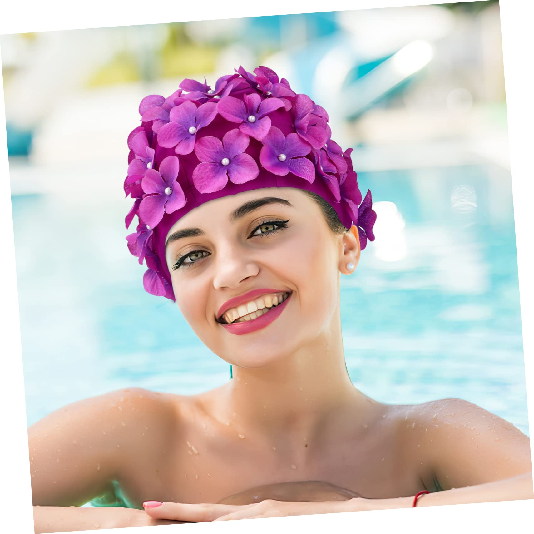 INOOMP cuffia da nuoto a fiori cuffia da bagno divertente ia da doccia per uomo shower cap ia per piscina ie di protezione ie da nuoto per il tessuto di nylon
