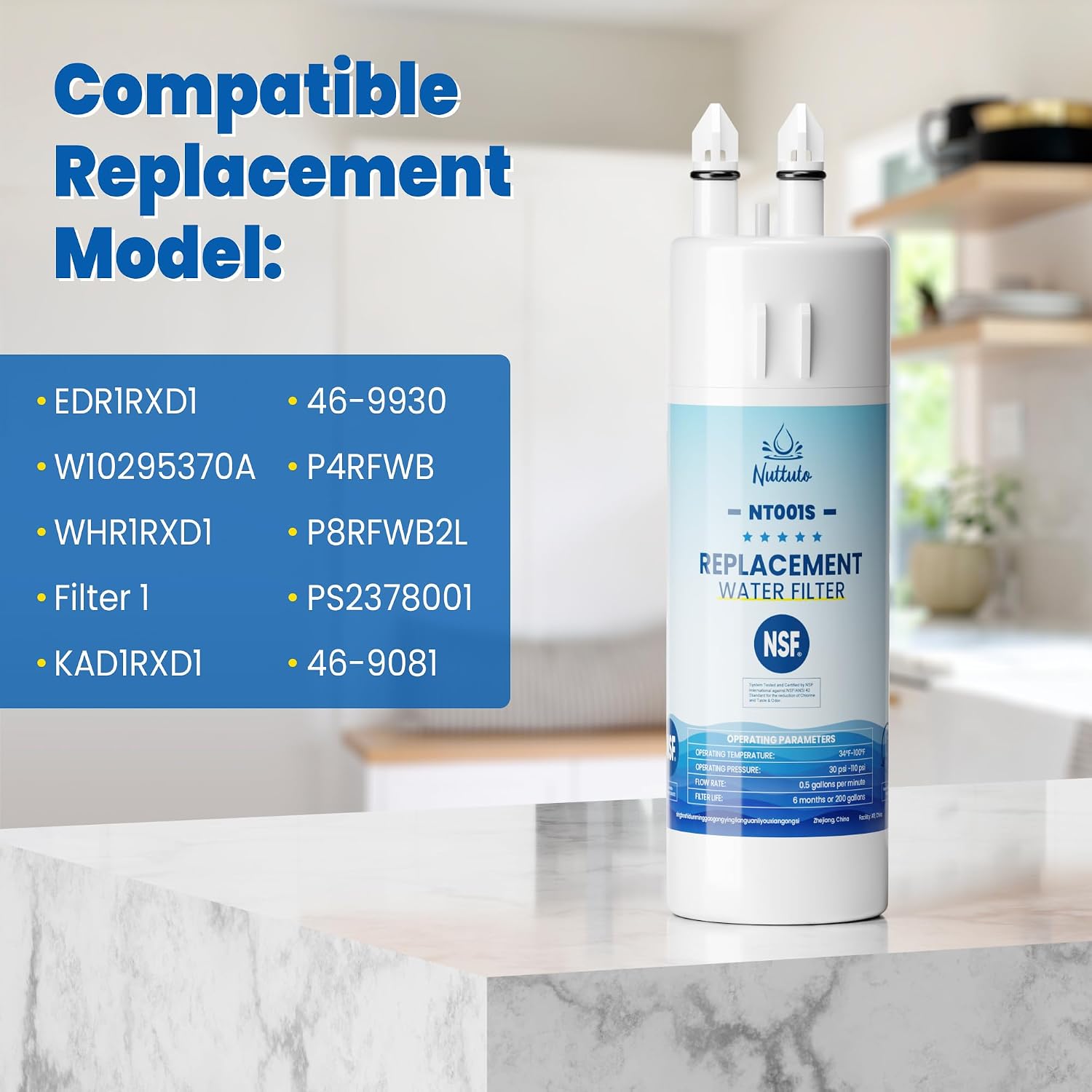 W10295370A Water Filter Fit for Everydrop Filter 1 EDR1RXD1, 3PACK | Compatible with Whirlpool WHR1RXD1, WRS588FIHZ04, WRS325SDHZ08, WRS325SDHZ, WRS325FDAM04, Kenmore 9081 Filter Replacement thumbnail