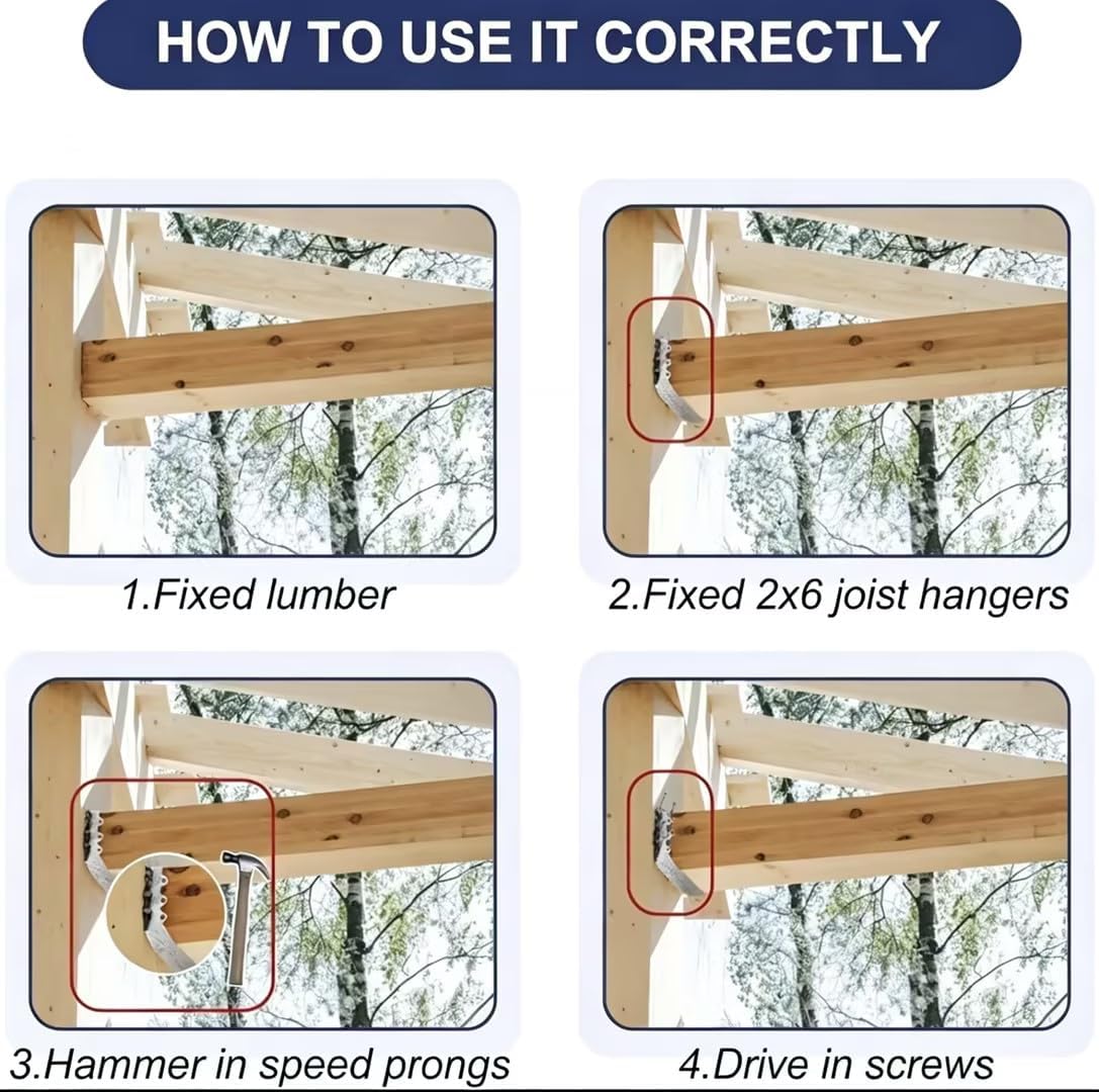 30 Pack 2x6 Joist Hanger, 20 Gauge LU26 Galvanizing Double Shear Face Mount Joist Hangers, Wood Hurricane Ties, Rafters Tie Fits Truss Connectors，Floor Deck and Ceiling Joists