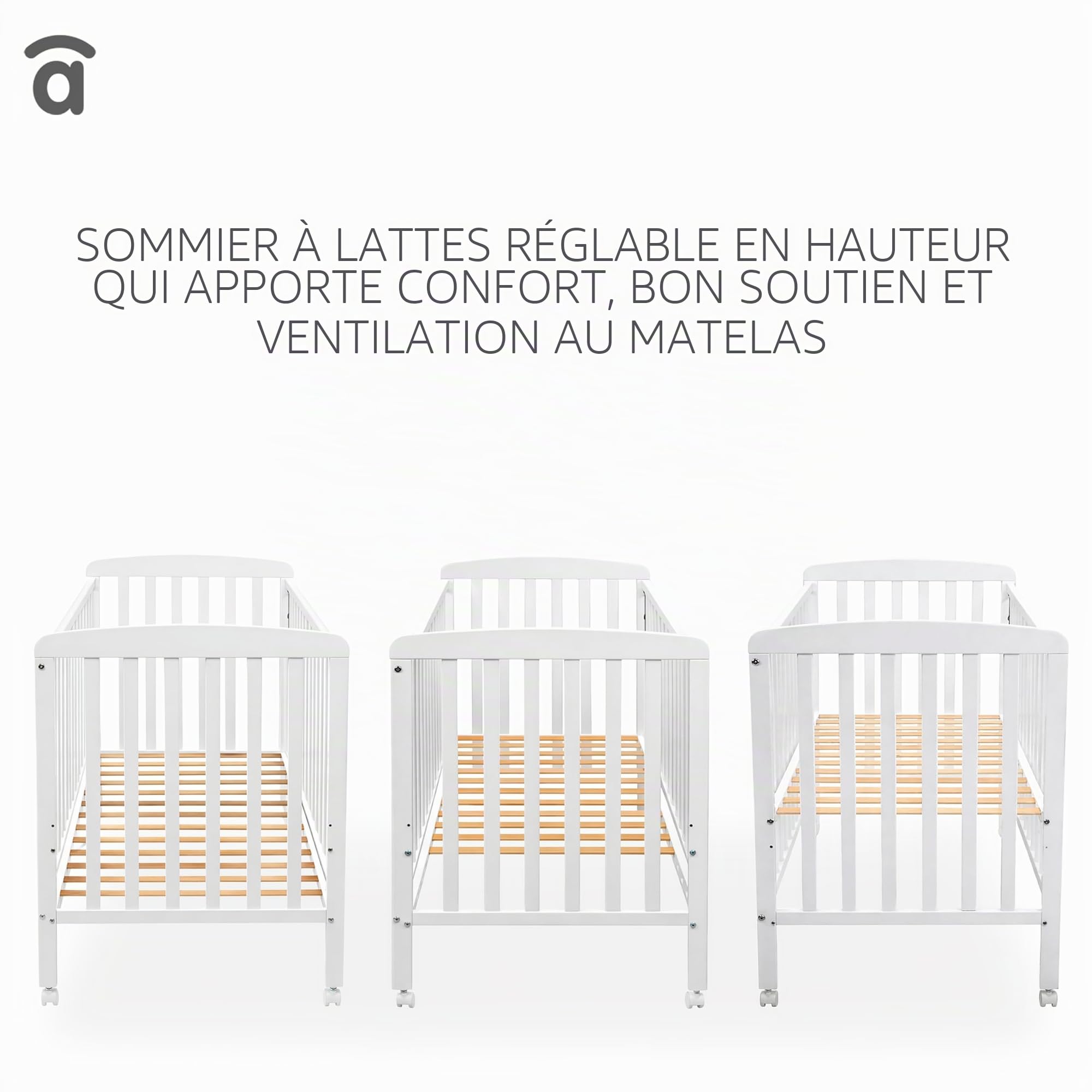 Asalvo 12371 Berceau en bois 120 x 60 cm Blanc