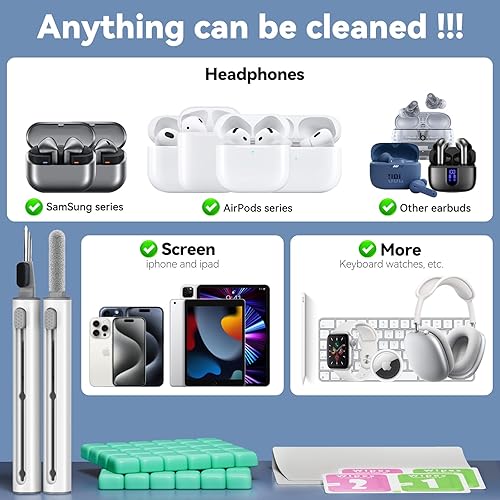 Miniatura 2 de Kit de Limpieza para Airpods, Auriculares Bluetooth 3 en 1 Bolígrafo de Limpieza Multifunción y Masilla de Limpieza, para Puerto de Carga de