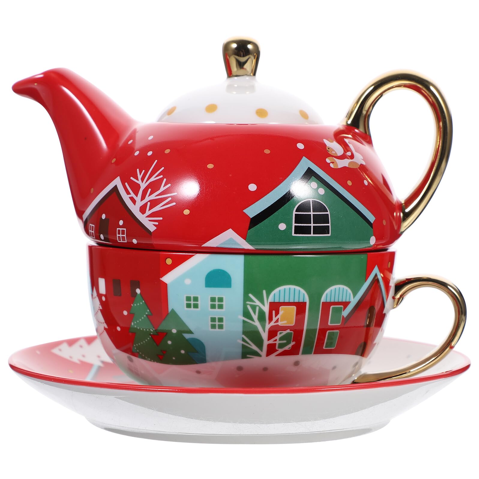 Juego de té navideño para disfrutar de tus bebidas calientes en la oficina