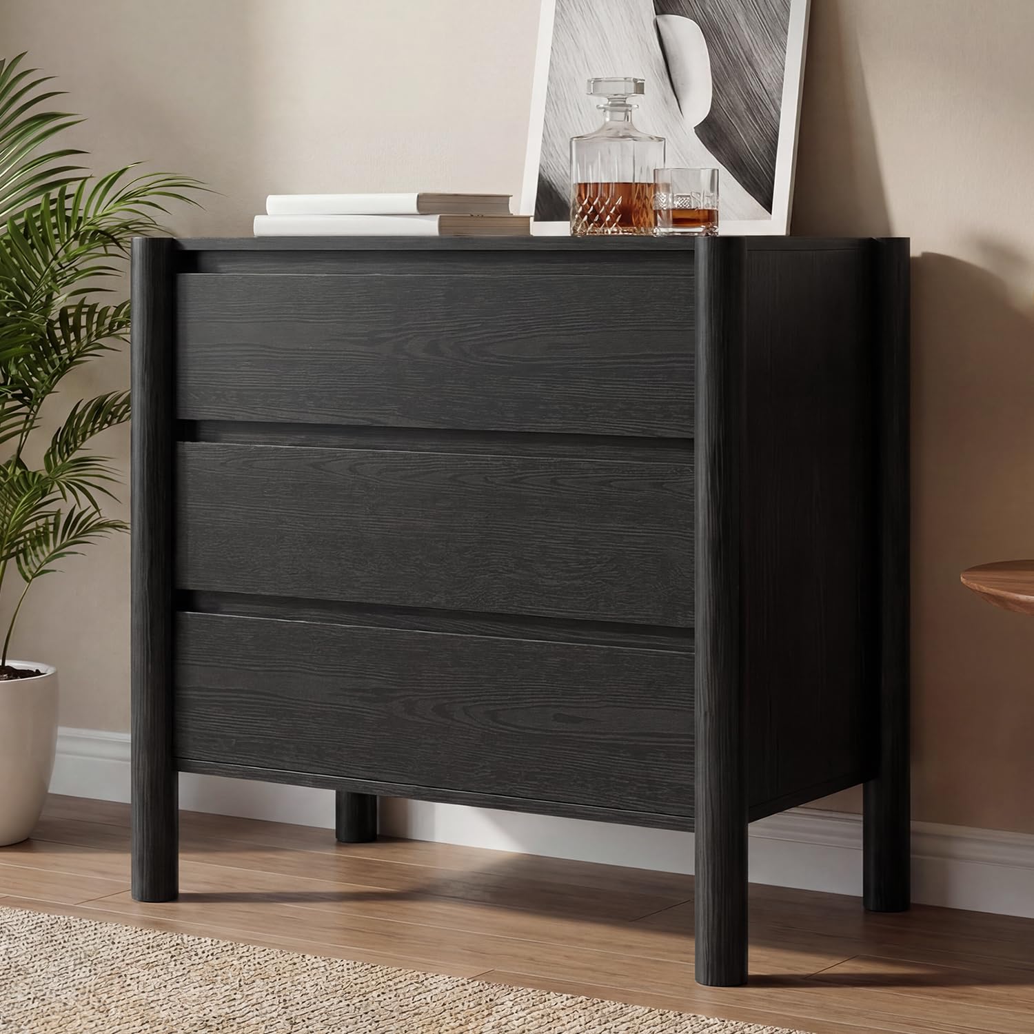 HOUROM Mid Century Modern Chest in Black