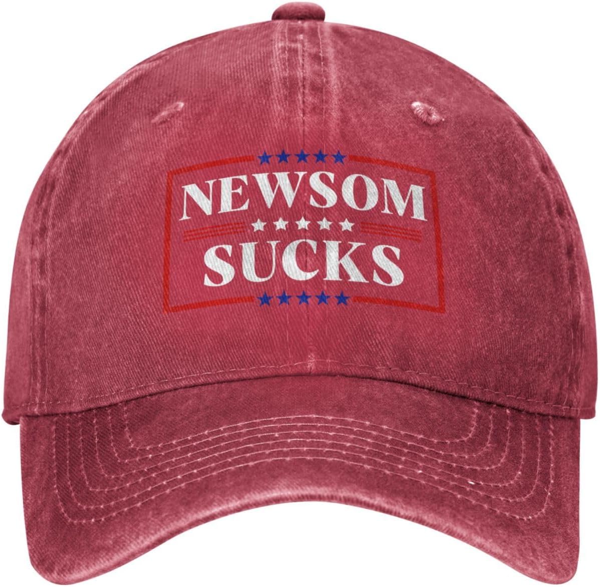 Fuck Newsom Hat Gavin Newsom Sucks Anti Newsom Hat Men Women Trucker Hat Dad Baseball Cap Red